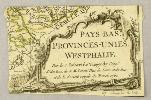 Ausführliche alte Karte der westfälischen Provinzen auf altem Papier mit begleitendem Text, der die Region beschreibt.