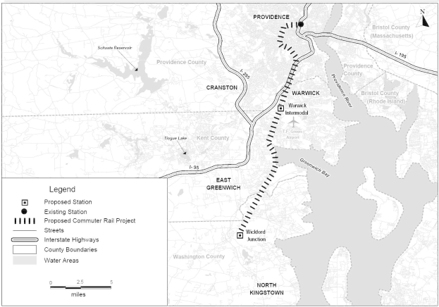 Schwarz-weiß-Karte einer Stadt mit einem Fluss, beschriftet mit "Vorgeschlagenes S-Bahn-Projekt", zeigend Straßen, Autobahnen und Stadtmerkmale.