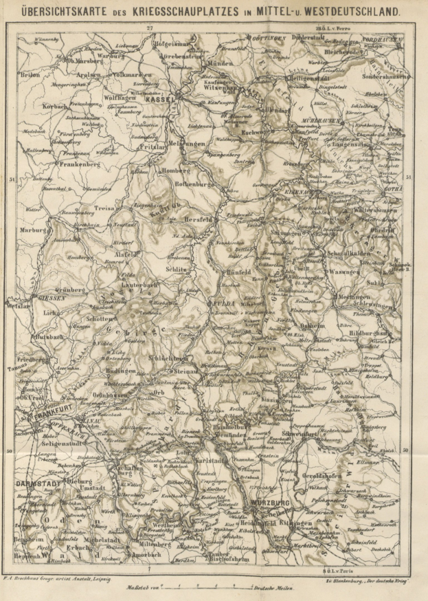 Alte Deutschlandkarte mit beschrifteten Provinzen auf altem Papier.