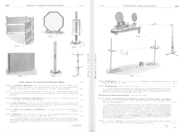Offenes Buch mit Abbildungen und Beschreibungen verschiedener Maschinen und ihrer Funktionen.