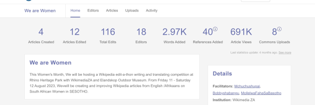 Google-Suchergebnisseite für "we are women" mit Text, Zahlen und einer Suchleiste.