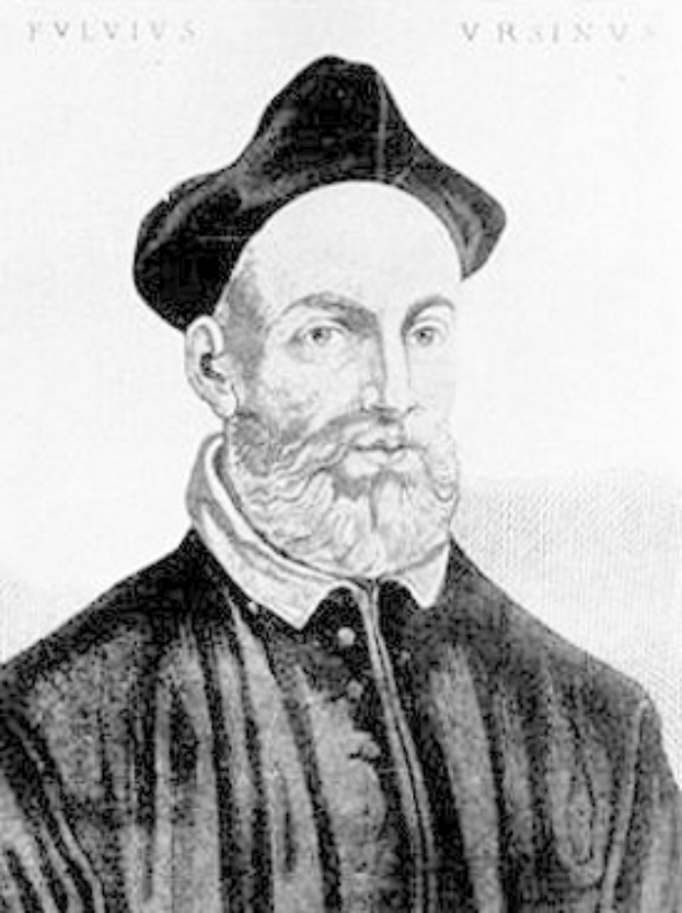 Schwarz-weiß-Zeichnung eines bärtigen Mannes in schwarzer Kleidung und Hut, identifiziert als Gründer der katholischen Kirche.