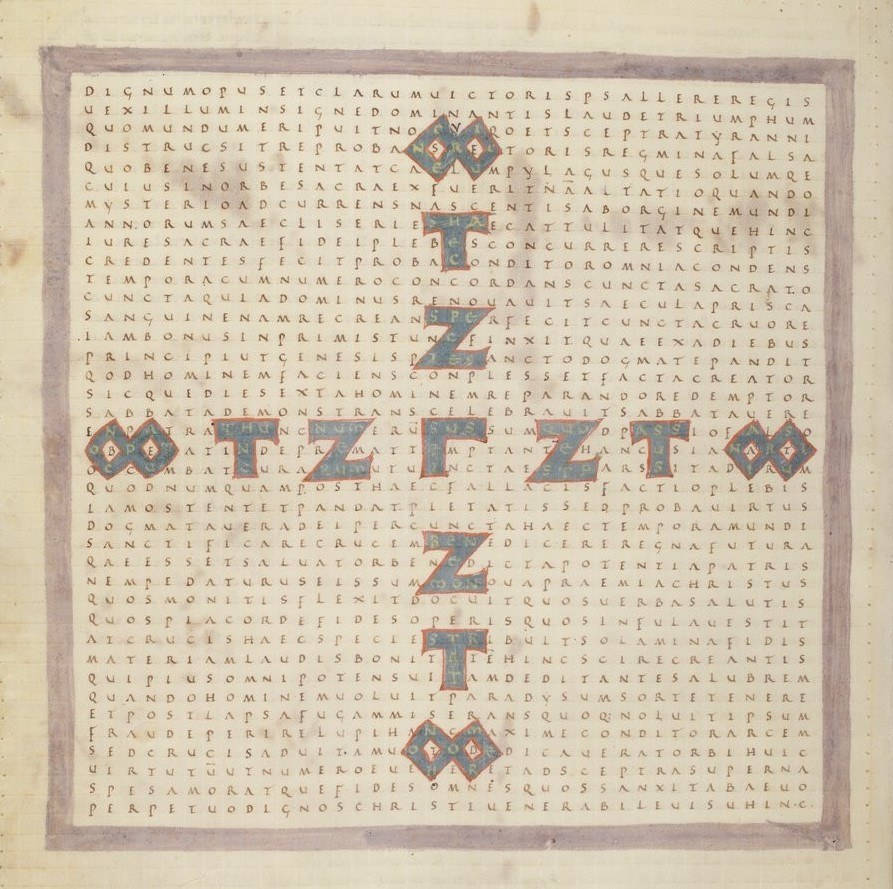 Ein Kreuzworträtsel, das auf einer mit Text und Zahlen gefüllten Seite abgedruckt ist.