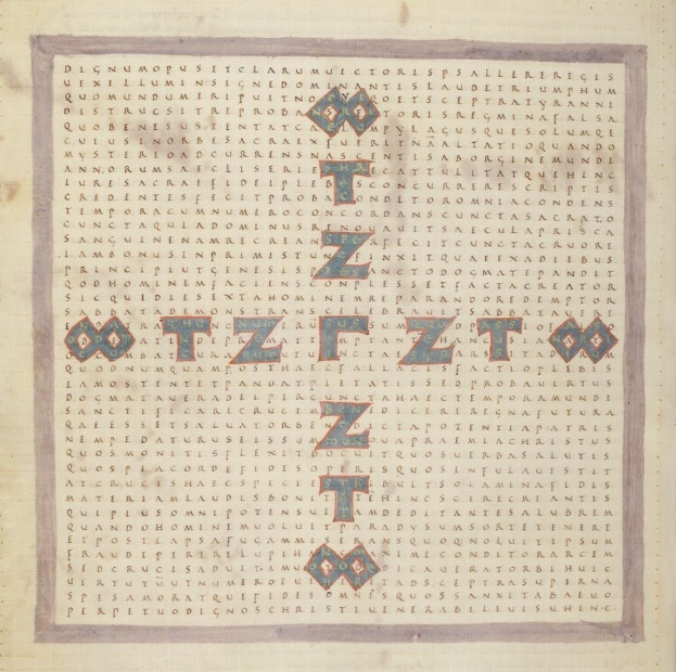 Ein Kreuzworträtsel, das auf einer mit Text und Zahlen gefüllten Seite abgedruckt ist.