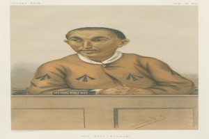 Ein Mann in einem weißen Hemd und dunkler Hose sitzt an einem Tisch und schaut ernst, mit dem Text "Die Turf-Betrügereien" unten auf dem Bild.