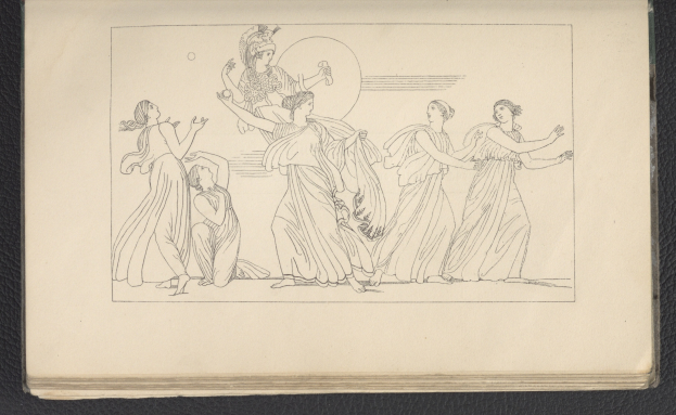 Ein Buchumschlag mit einer leuchtenden Illustration einer Gruppe von Frauen, die in energischen, synchronisierten Posen tanzen, mit detaillierter Kleidung und Gesichtsmerkmalen.