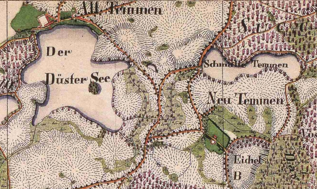 Ein detaillierter alter Stadtplan von Düsseldorf, Deutschland, der Straßen, Gebäude, Sehenswürdigkeiten und Text mit Informationen zur Bevölkerung, Bevölkerungsdichte und Lage zeigt.