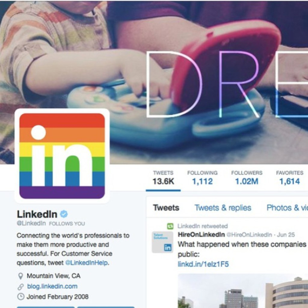 LinkedIn-Profilsseite mit Profilbild, Logo und Textinhalt.